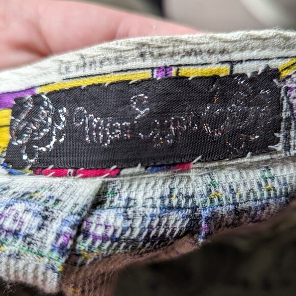 Vtg 1960s Miss Egypt Ivory Blue Colorful Egyptian Printed Barkcloth Maxi Skirt M - Picture 5 of 5